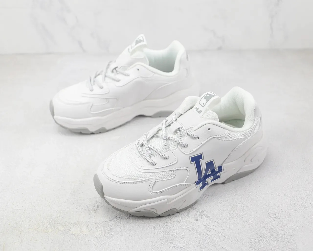 Mitchell & Ness White Blue Sole Team Logo Branding Chunky Sneakers 4