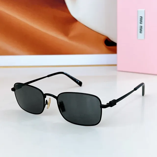 Miu Miu Green Silver Rectangular Frame Metal Construction Sunglasses 3