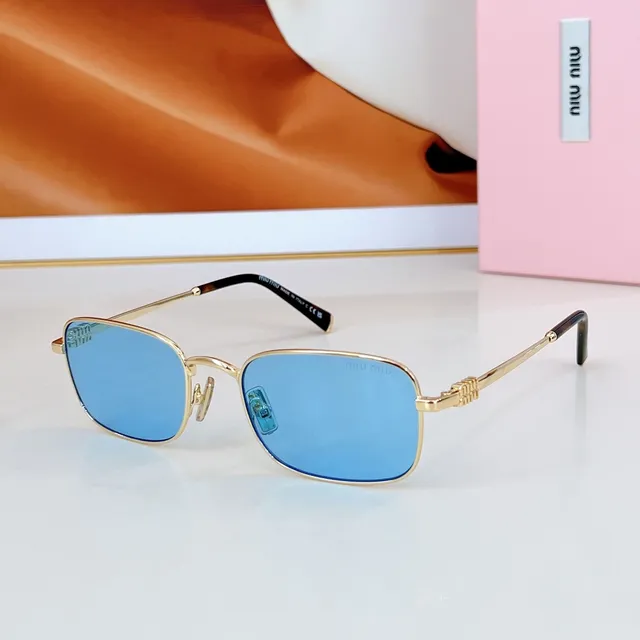 Miu Miu Green Silver Rectangular Frame Metal Construction Sunglasses 4