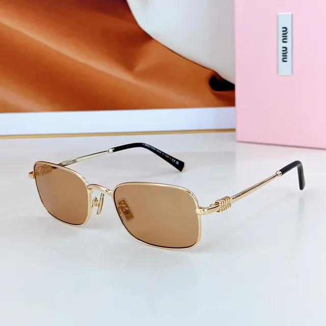 Miu Miu Green Silver Rectangular Frame Metal Construction Sunglasses 5
