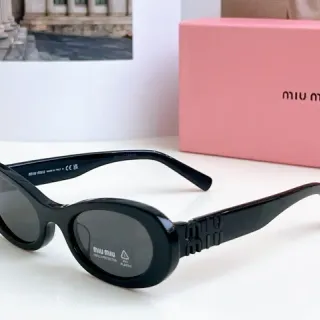 Miu Miu Wander Black Oval Acetate Sunglasses
