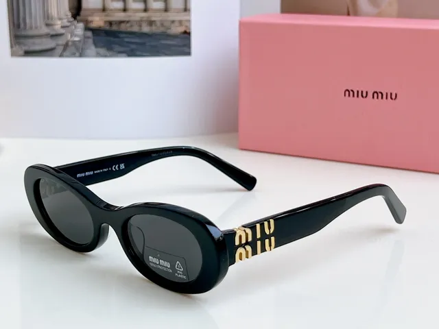 Miu Miu Wander Black Oval Acetate Sunglasses 9
