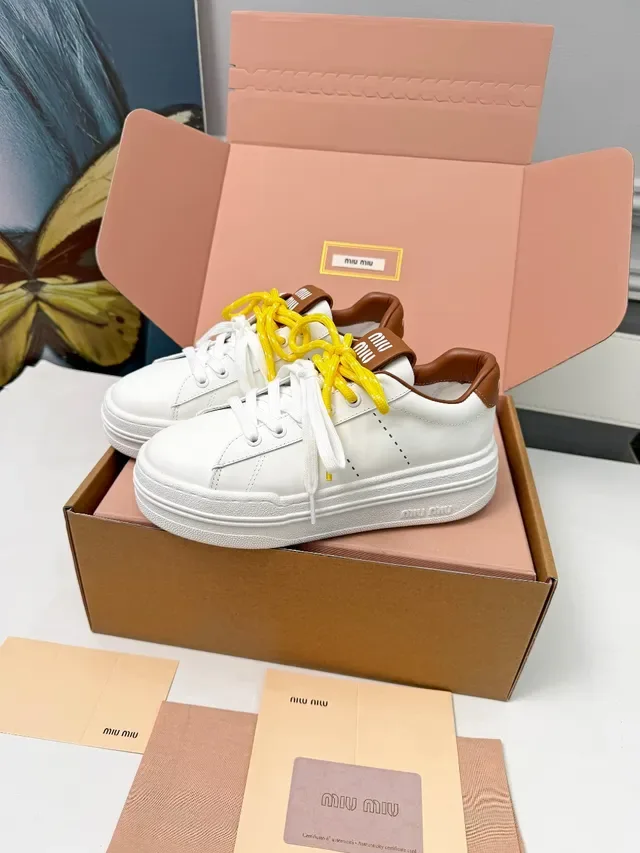 Miu Miu Wander White Brown Yellow Baskets Lifestyle 5