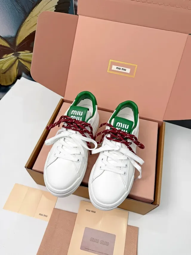 Miu Miu Wander Sneakers Blanc et Vert Plateforme Style de Vie 6