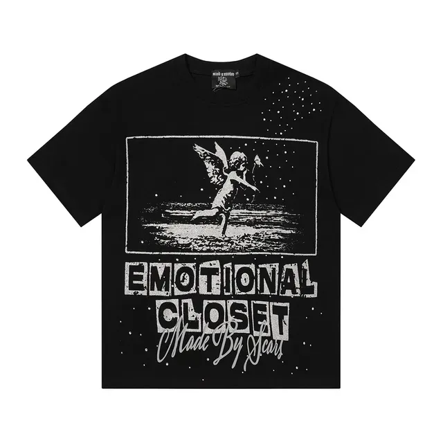 تي شيرت أسود بطباعة جرافيك Mixed Emotion Emotional Closet 2