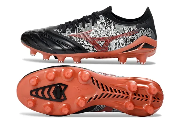 Mizuno Morelia Neo Black Orange Red Firm-Ground Soccer Shoes 6
