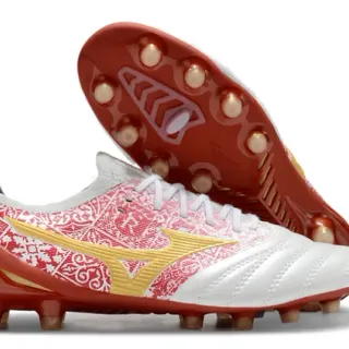 Mizuno Morelia Neo Red Bandana White Gold Firm-Ground Soccer Shoes