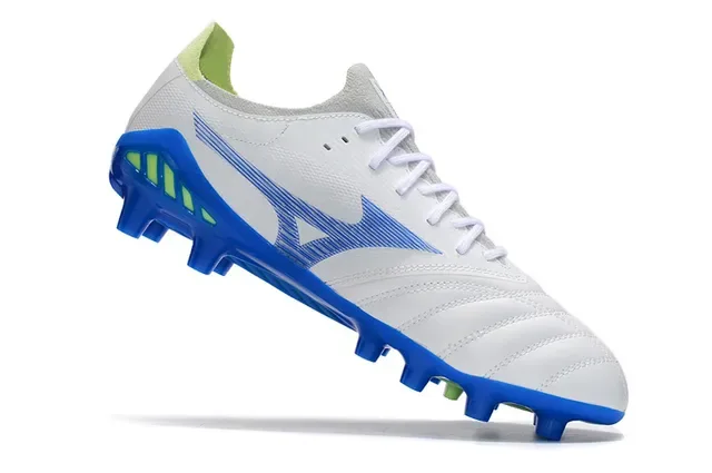Mizuno Morelia Neo Branco Azul Lima Sapatos de futebol para gramado firme 2