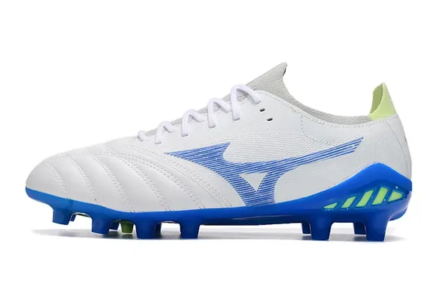 Mizuno Morelia Neo Branco Azul Lima Sapatos de futebol para gramado firme 7