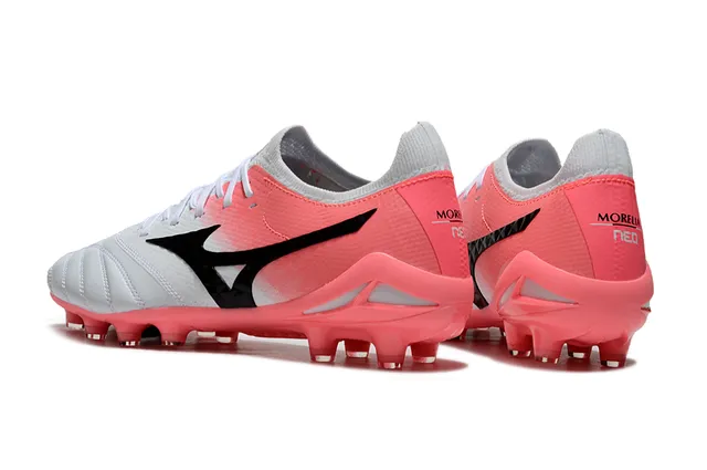 Mizuno Morelia Neo Branco Rosa Baixo corte Malha superior Campo firme Sapatos de futebol 10