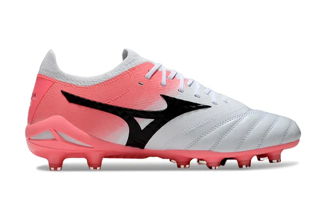 Mizuno Morelia Neo Branco Rosa Baixo corte Malha superior Campo firme Sapatos de futebol 12