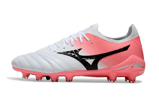 Mizuno Morelia Neo Branco Rosa Baixo corte Malha superior Campo firme Sapatos de futebol 13