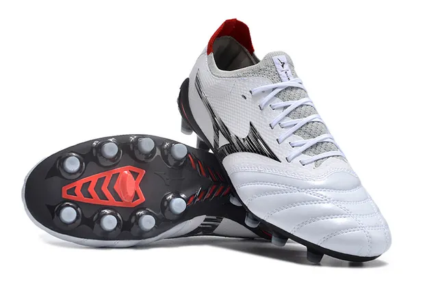 Mizuno Morelia Neo Branco Rosa Baixo corte Malha superior Campo firme Sapatos de futebol 14