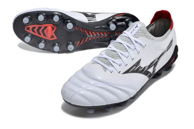 Mizuno Morelia Neo Branco Rosa Baixo corte Malha superior Campo firme Sapatos de futebol 15