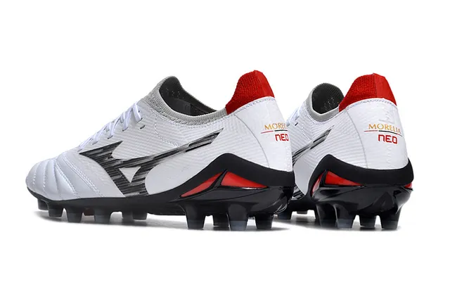 Mizuno Morelia Neo Branco Rosa Baixo corte Malha superior Campo firme Sapatos de futebol 16