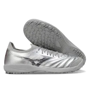 Mizuno Silver Black Metallic Synthetic Upper Quilted Forefoot Paneling Turf Soccer Shoes