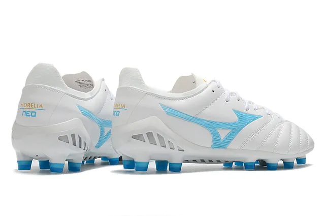 Mizuno White Blue Quilted Synthetic Upper Wave-Logo Side Panel Firm-Ground Soccer Shoes 5