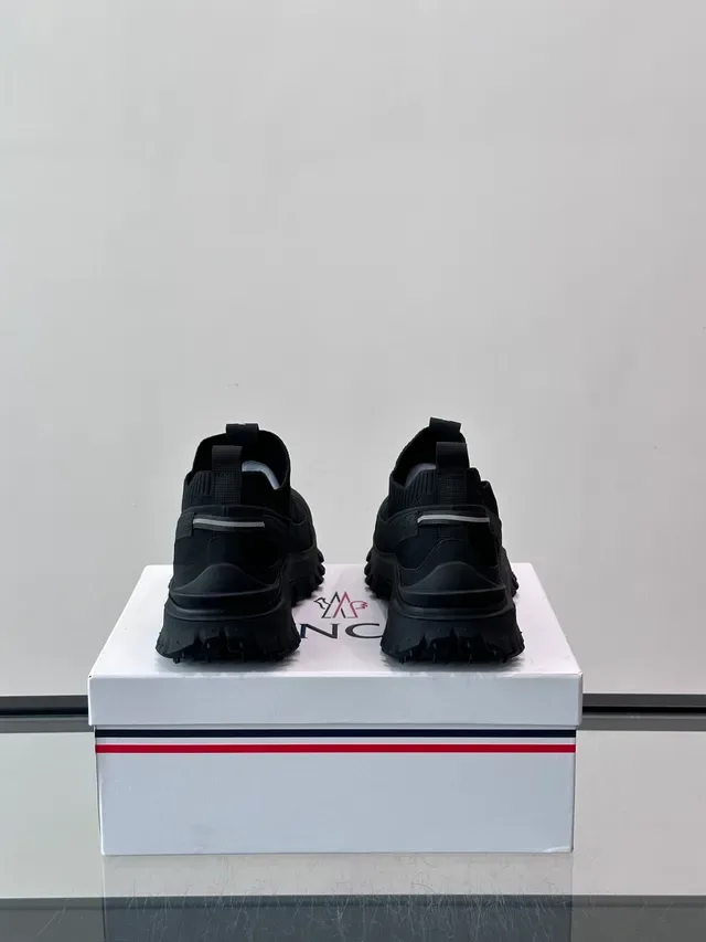 Moncler Black White Slip-On Knit Upper Rugged Lugged Outsole Sneakers 3