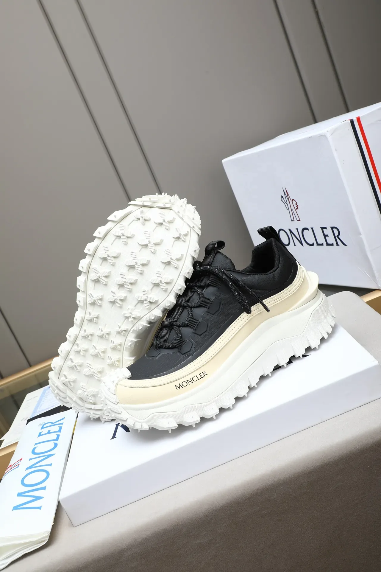 Moncler Chunky Sole Black and Cream Lifestyle Sneaker 4