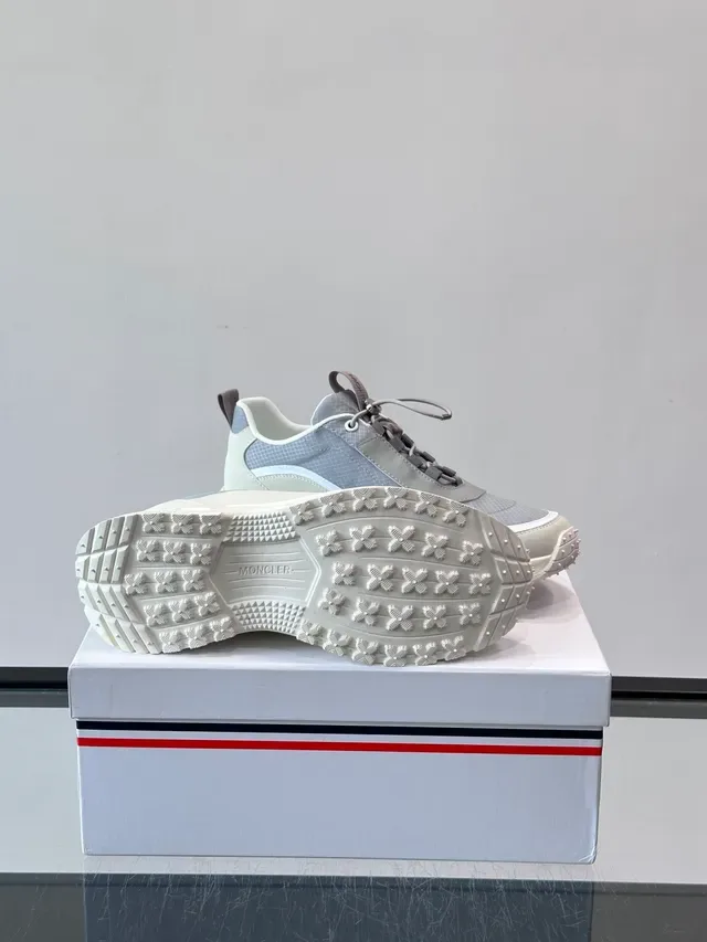 Moncler Gray Beige Layered Textile Upper Molded Chunky Midsole Sneakers 2