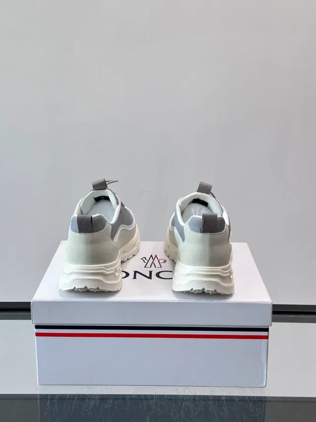 Moncler Gray Beige Layered Textile Upper Molded Chunky Midsole Sneakers 3