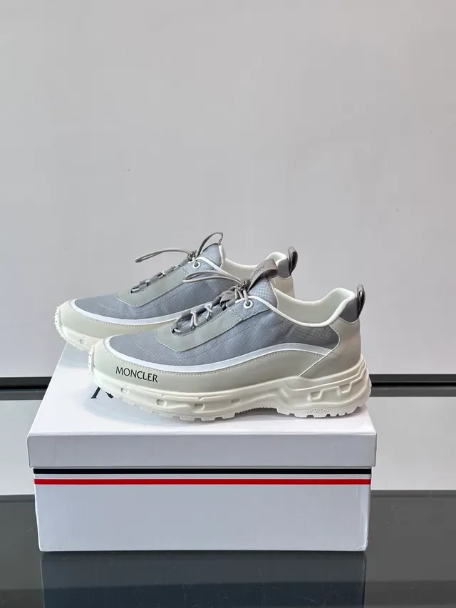 Moncler Gray Beige Layered Textile Upper Molded Chunky Midsole Sneakers 5