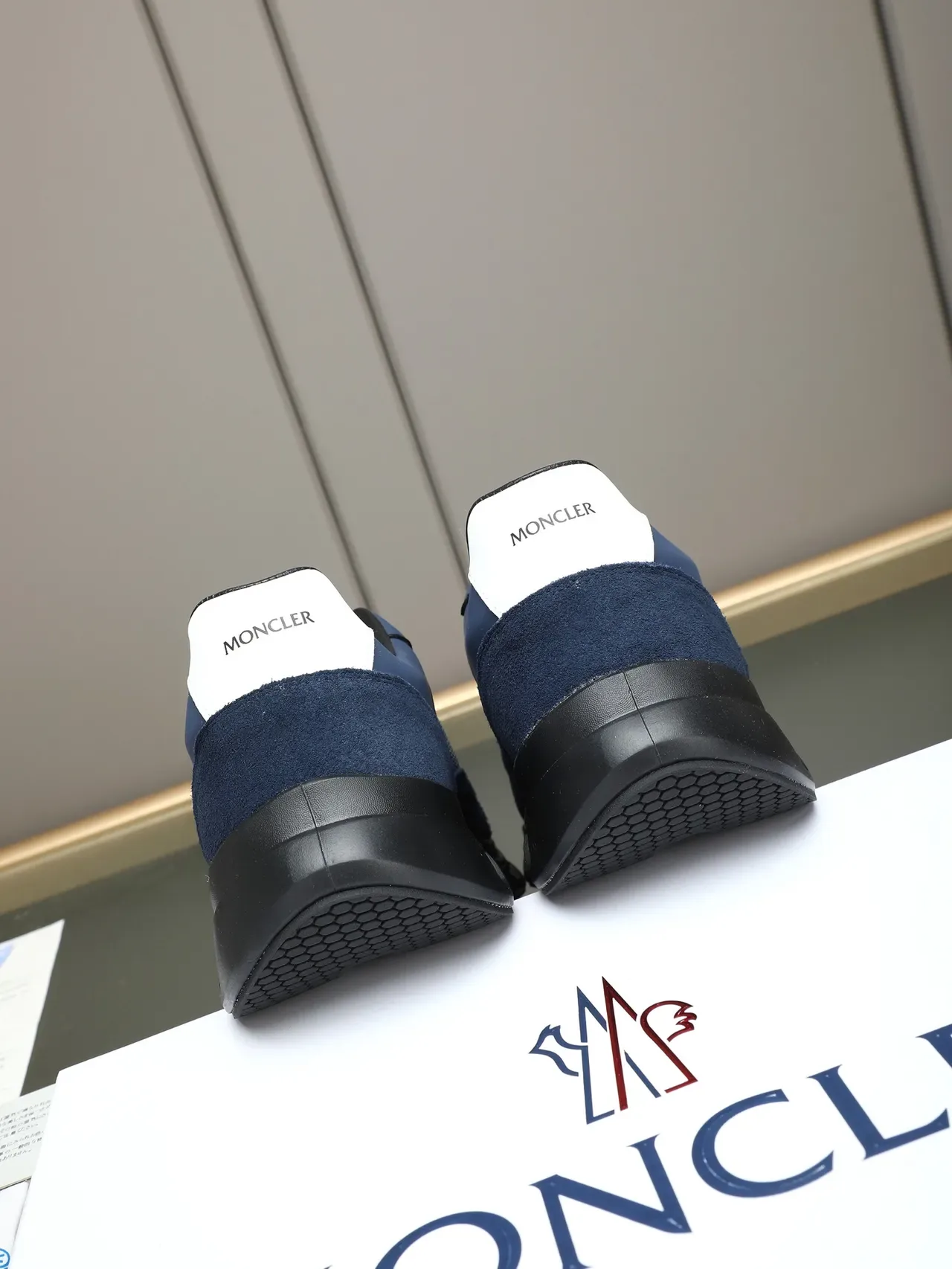 Moncler Navy and Gray Mesh-Suede Lifestyle Sneaker 4