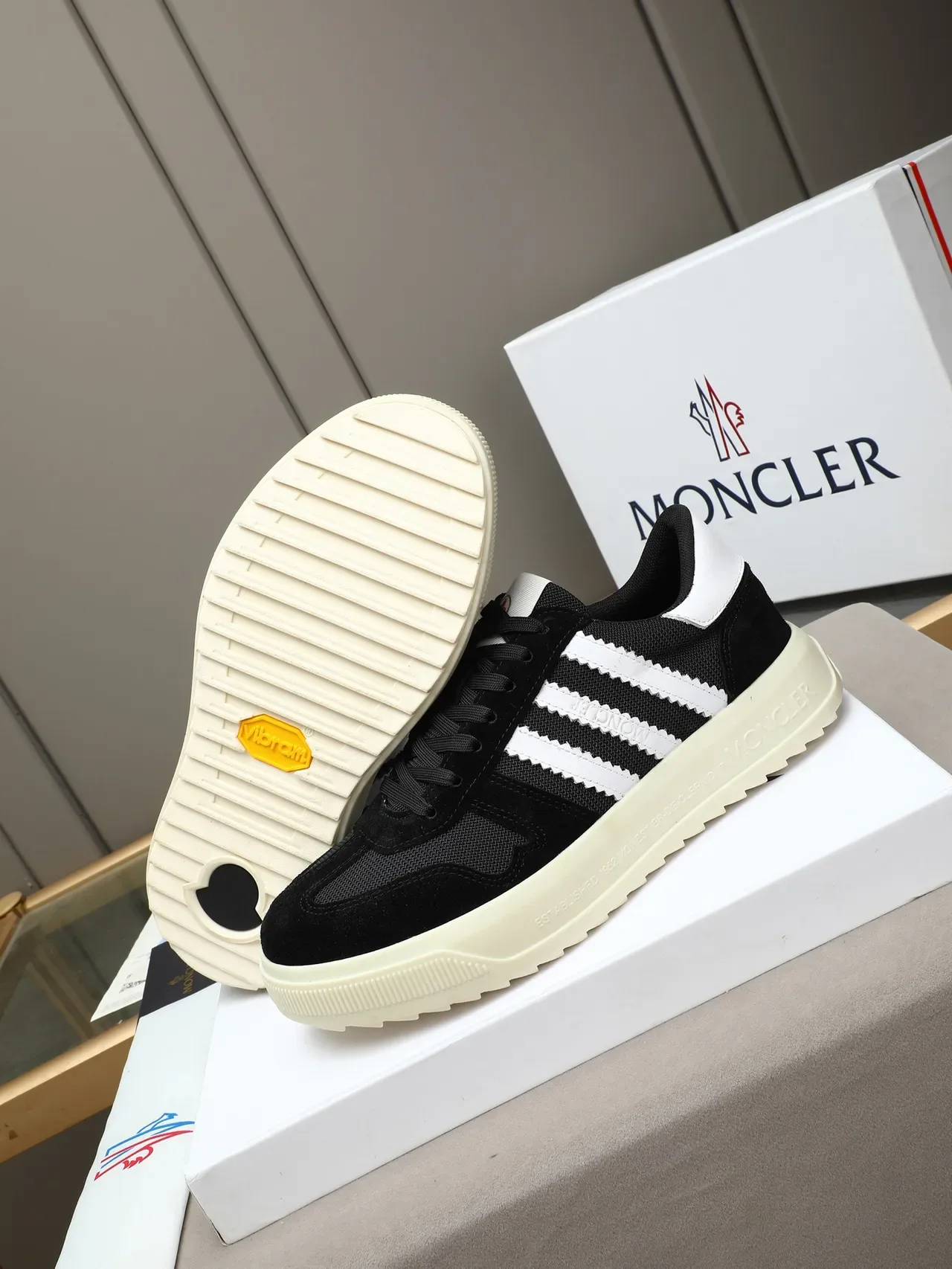 Moncler Platform Sneaker Black White Off-White Lifestyle Sneaker 4