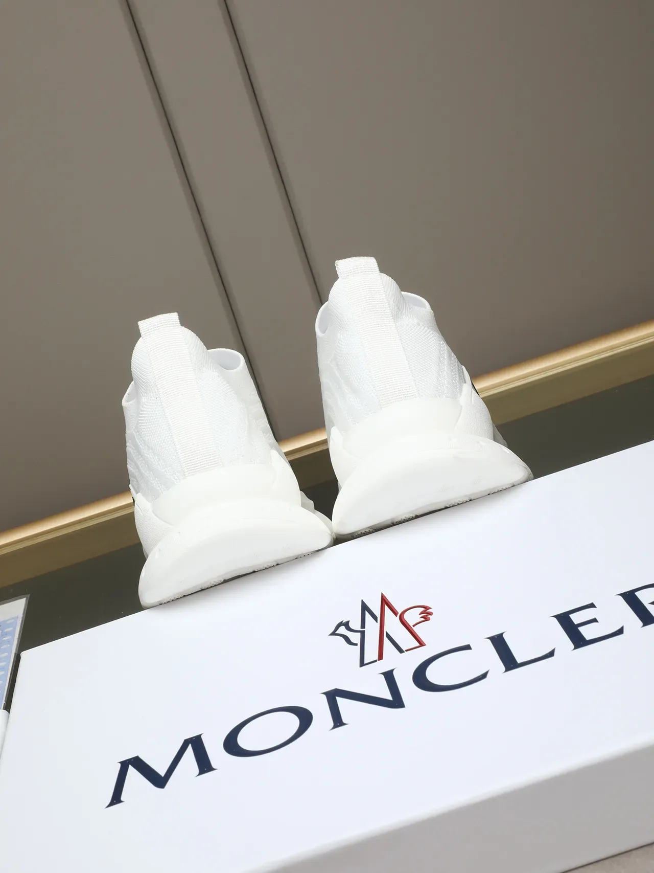Moncler Speed White Slip-On Knit Upper Lifestyle Sneakers 3