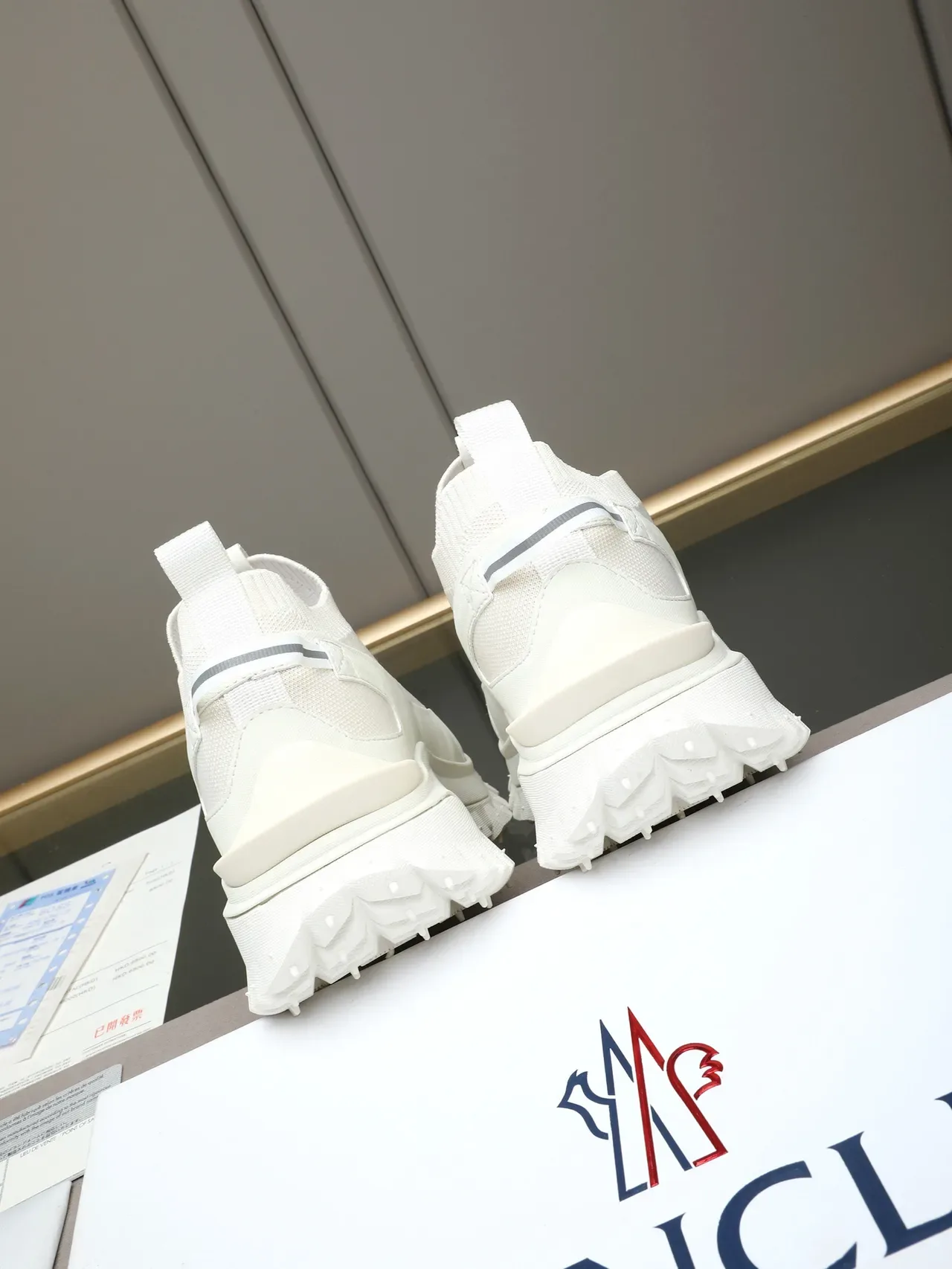 Moncler White Sock-Fit Knit Chunky Sneaker 3