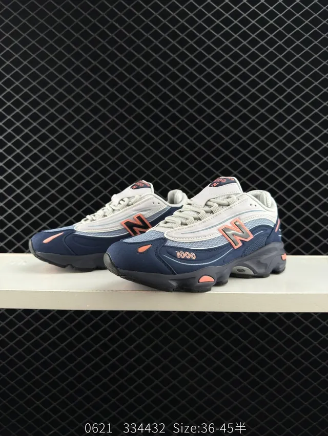 New Balance 1000 Bleu marine Blanc Orange Sneakers Chunky 2