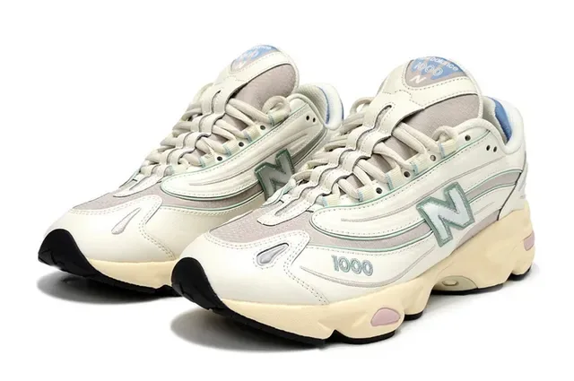 New Balance 1000 Off-White Beige Pink Blue Tênis chunky 2