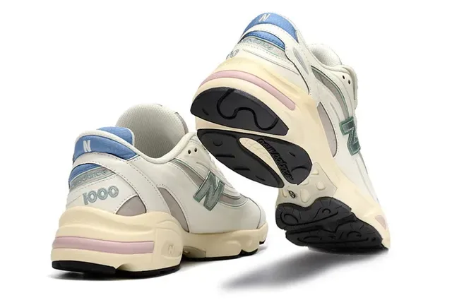 New Balance 1000 Off-White Beige Pink Blue Tênis chunky 3