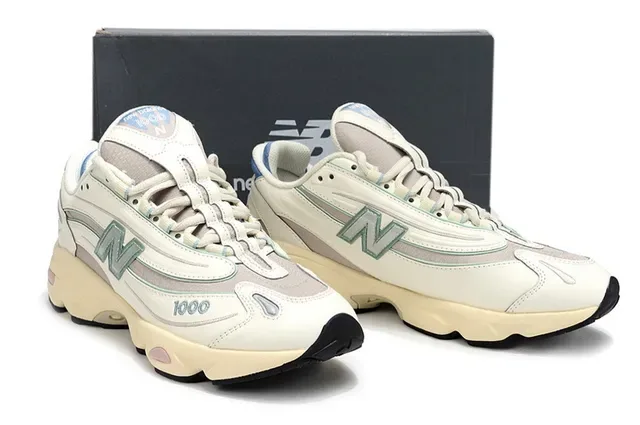 New Balance 1000 Off-White Beige Pink Blue Tênis chunky 5