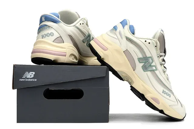 New Balance 1000 Off-White Beige Pink Blue Tênis chunky 6