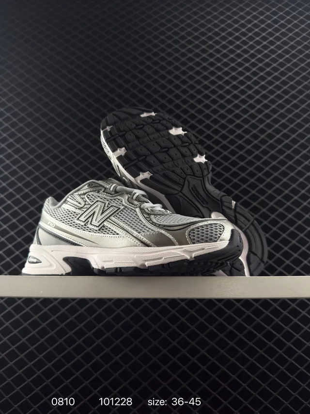 New Balance 140 রুপালি-ধূসর জালি মোটা স্নিকার 6