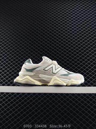 New Balance 9060 Beige Vert Mesh Splicé et Suède Sneakers Chunky 2
