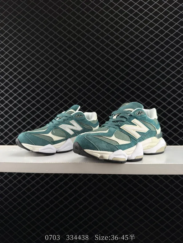 New Balance 9060 Beige Vert Mesh Splicé et Suède Sneakers Chunky 3