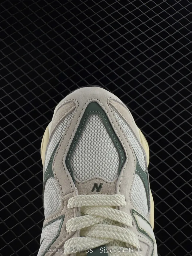 New Balance 9060 Beige Vert Mesh Splicé et Suède Sneakers Chunky 5