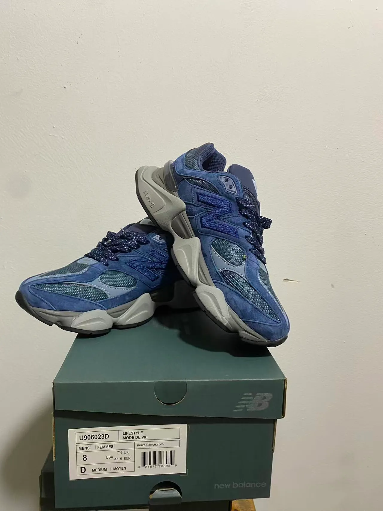 New Balance 9060 Blue Suede and Mesh Chunky Sneaker 2