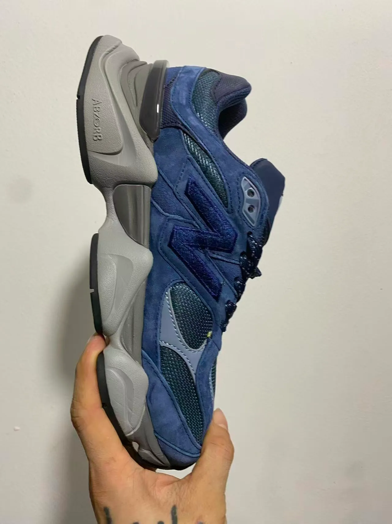 New Balance 9060 Blue Suede and Mesh Chunky Sneaker 3