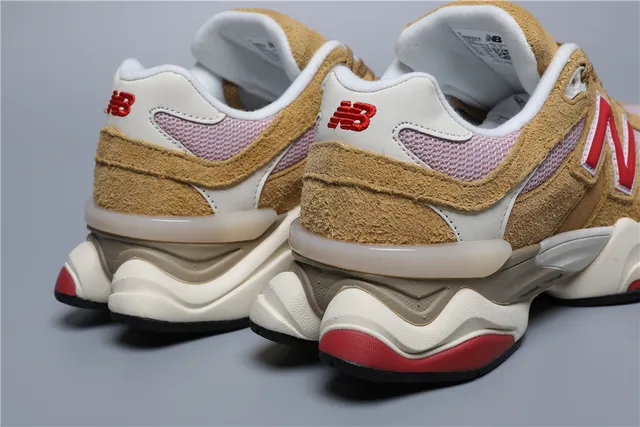 New Balance 9060 Baskets Chunky Marron Rouge Rose 2