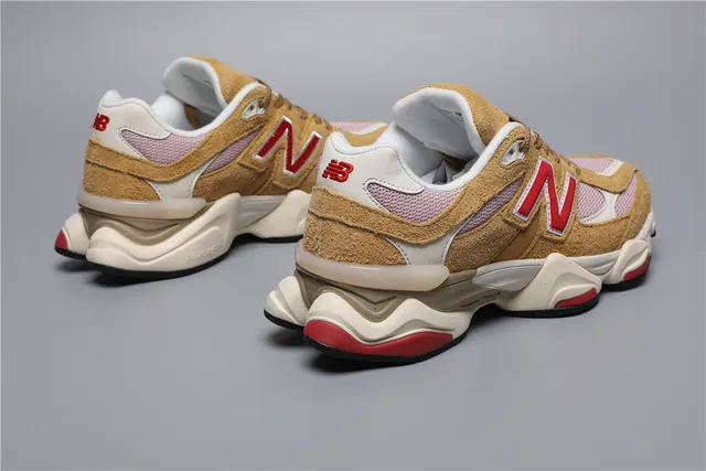New Balance 9060 Baskets Chunky Marron Rouge Rose 3