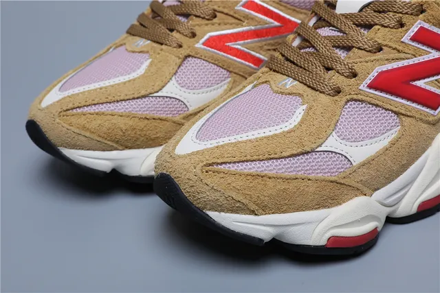 New Balance 9060 Baskets Chunky Marron Rouge Rose 4