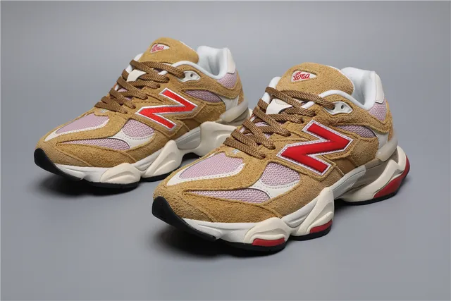 New Balance 9060 Baskets Chunky Marron Rouge Rose 5