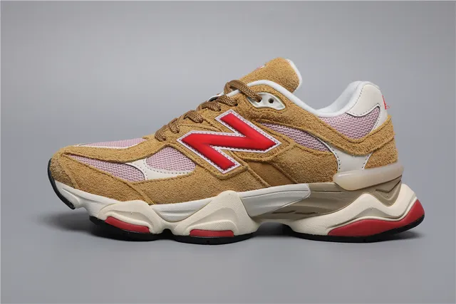 New Balance 9060 Baskets Chunky Marron Rouge Rose 9