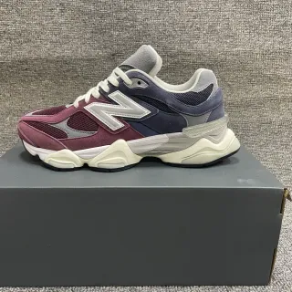 New Balance 9060 حذاء رياضي سميك بألوان بورجوندي وأزرق بحري ورمادي