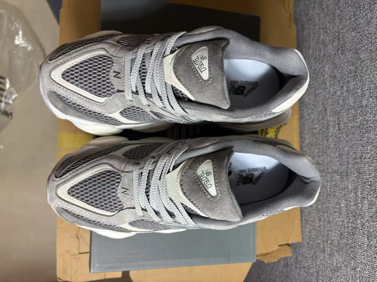 New Balance 9060 Gray Beige Chunky Sneakers 3
