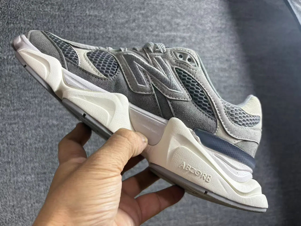 New Balance 9060 Gray Beige Chunky Sneakers 4