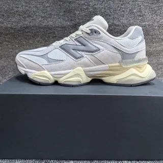 New Balance 9060 Light Gray and Cream Chunky Sneakers